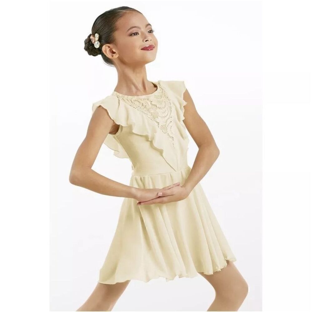 Weissman Dance I Want To Write You A Song 10849 Cream Ruffle Day Dress Size MC